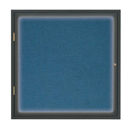 Single Door Slim Enclosed Radius EZ Tack Board,42x32,Bronze/Marble